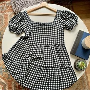 Black & white checkered babydoll dress